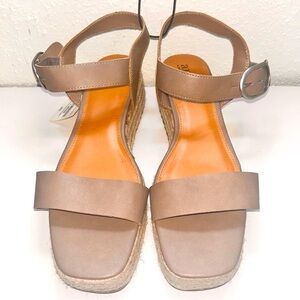 Taupe Wedge Heeled Sandals Size 11 espadrille NEW!
